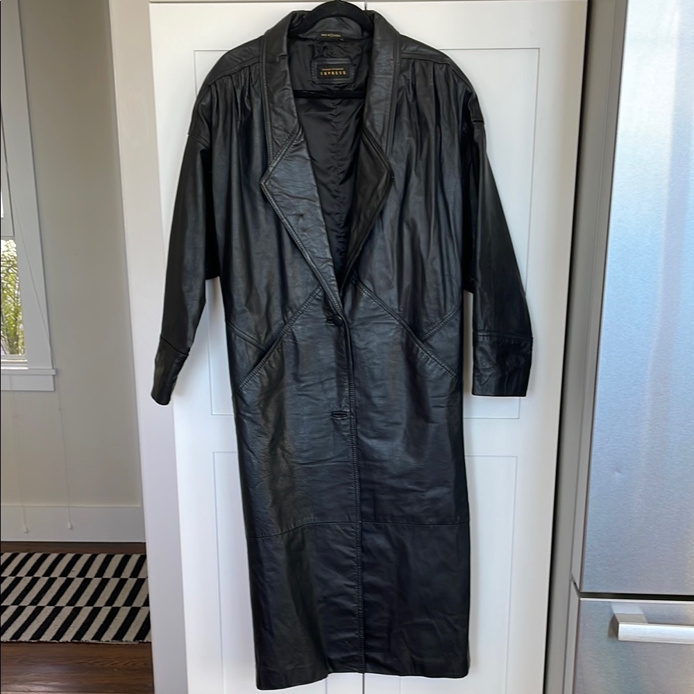 Black Leather Trench Coat